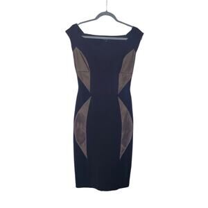 Chiara Boni La Petite Robe Black Mesh Cutout Bodycon Knee Length Dress, Size 8